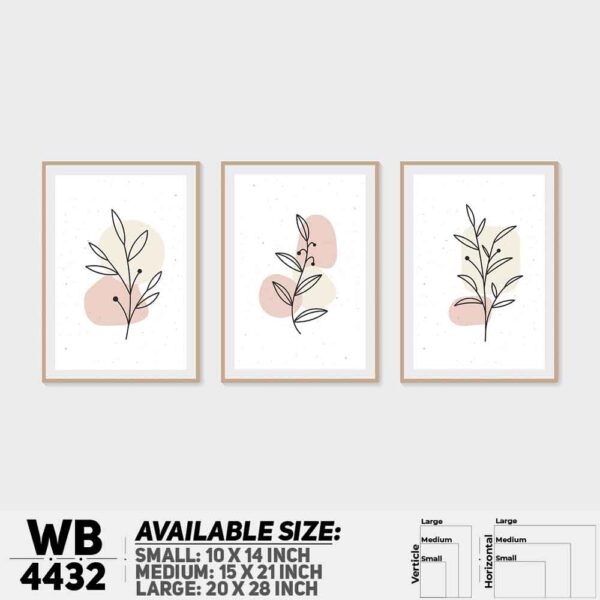 DDecorator Leaf With Abstract Art (Set of 3) Wall Decoration And Home Decoration PVC Wall Board And Wall Canvas - WB4432