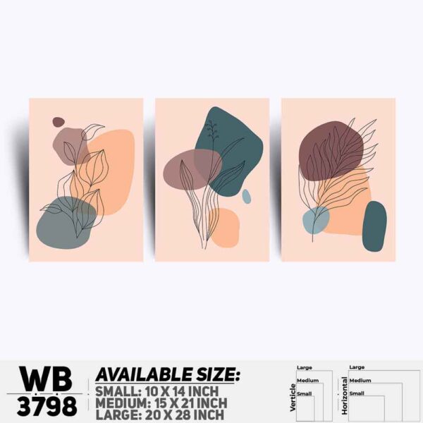 DDecorator Flower And Leaf ArtWork (Set of 3) Wall Decoration And Home Decoration PVC Wall Board And Wall Canvas - WB3798