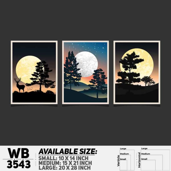 DDecorator Landscape Horizon Art (Set of 3) Wall Decoration And Home Decoration PVC Wall Board And Wall Canvas - WB3543