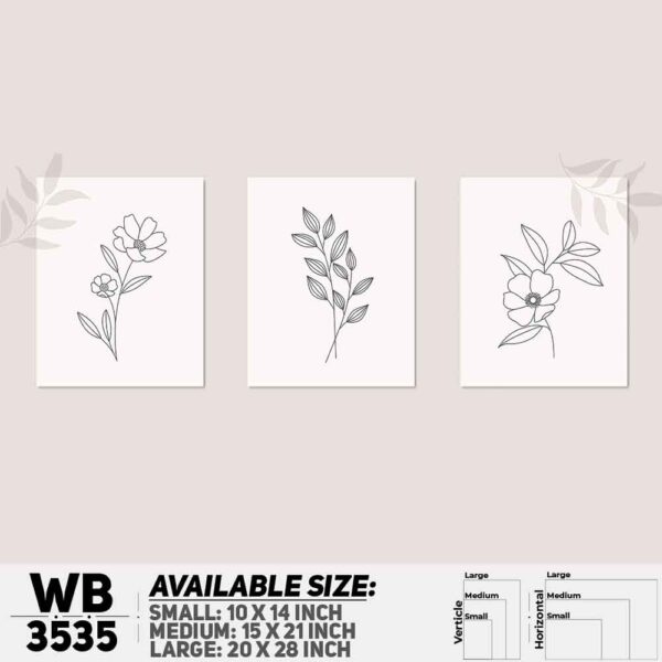 DDecorator Flower And Leaf ArtWork (Set of 3) Wall Decoration And Home Decoration PVC Wall Board And Wall Canvas - WB3535
