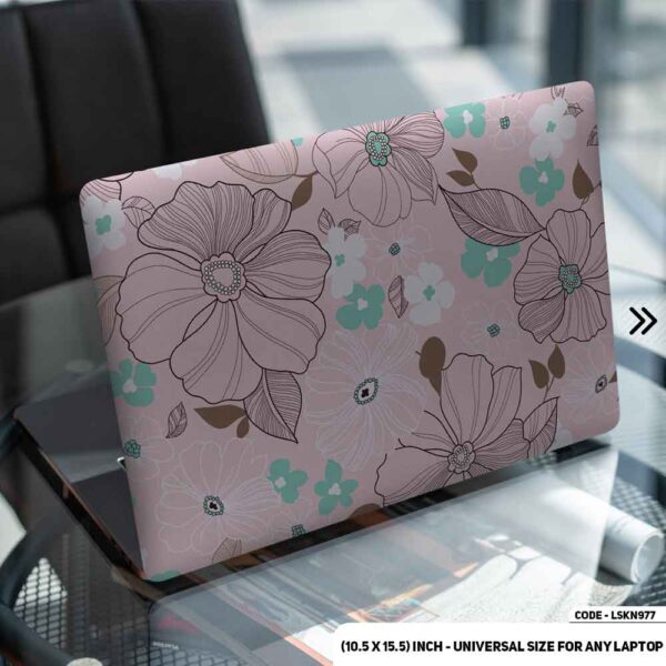 Pink Flower Pattern Floral Design Matte Finished Removable Waterproof Laptop Sticker & Laptop Skin (Including FREE Accessories) - LSKN977 - DDecorator