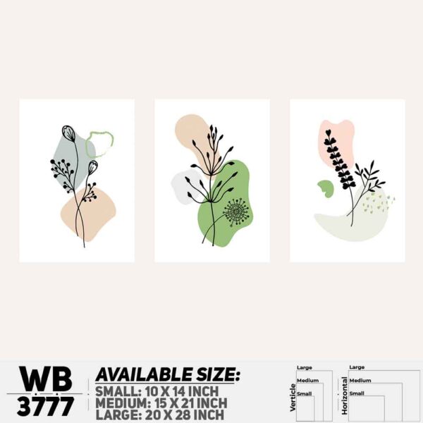 DDecorator Flower And Leaf ArtWork (Set of 3) Wall Decoration And Home Decoration PVC Wall Board And Wall Canvas - WB3777