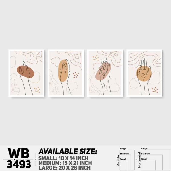 DDecorator Abstract Line Art (Set of 4) Wall Decoration And Home Decoration PVC Wall Board And Wall Canvas - WB3493