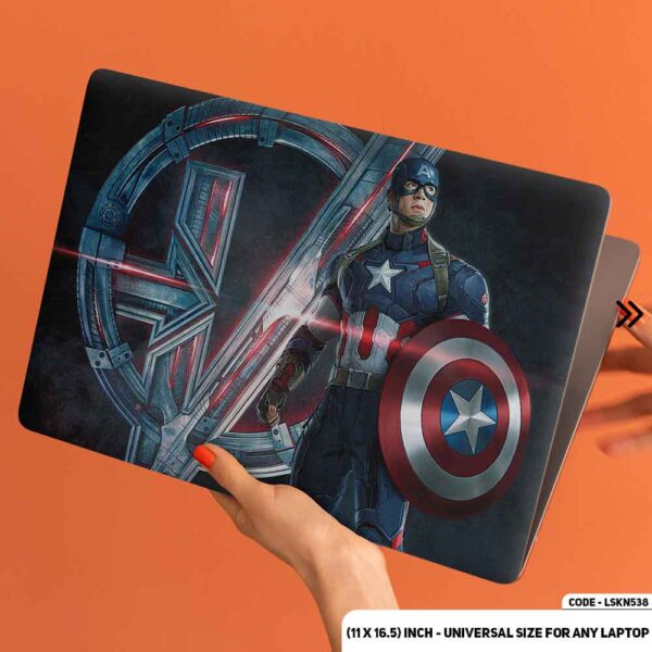 Full Logo Of Captain America  Matte Finished Removable Waterproof Laptop Sticker & Laptop Skin (Including FREE Accessories) - LSKN538 - DDecorator