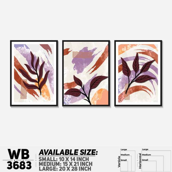 DDecorator Flower And Leaf ArtWork (Set of 3) Wall Decoration And Home Decoration PVC Wall Board And Wall Canvas - WB3683