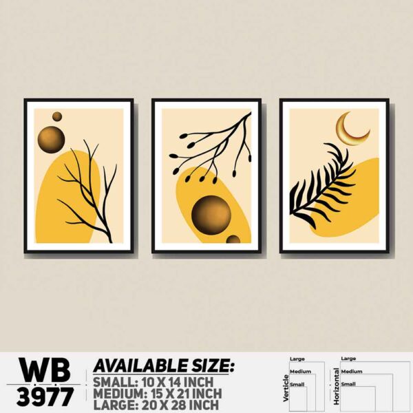 DDecorator Leaf Design Abstract Art (Set of 3) Wall Decoration And Home Decoration PVC Wall Board And Wall Canvas - WB3977