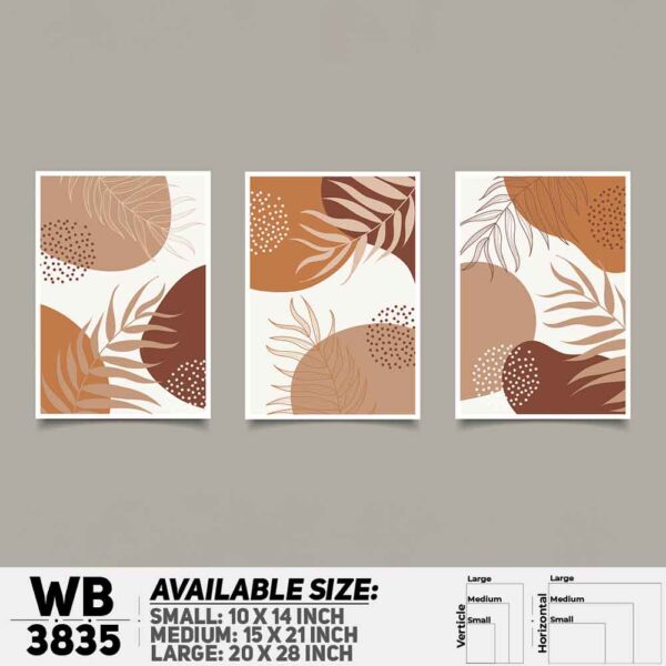 DDecorator Flower And Leaf ArtWork (Set of 3) Wall Decoration And Home Decoration PVC Wall Board And Wall Canvas - WB3835
