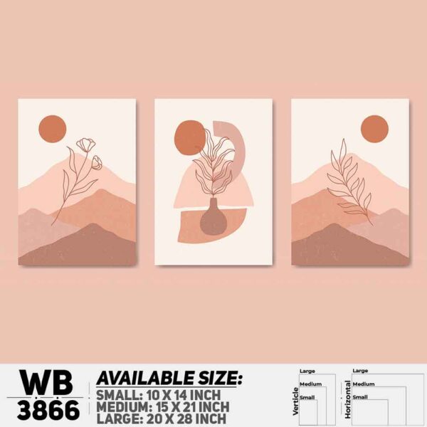 DDecorator Landscape Horizon Art (Set of 3) Wall Decoration And Home Decoration PVC Wall Board And Wall Canvas - WB3866