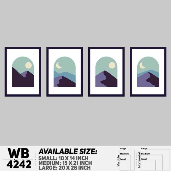 DDecorator Landscape & Horizon Design (Set of 4) Wall Decoration And Home Decoration PVC Wall Board And Wall Canvas - WB4242