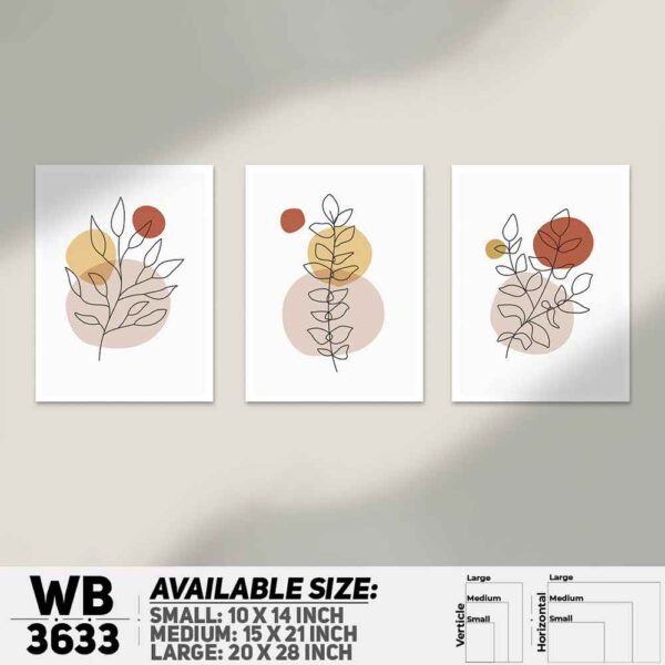 DDecorator Flower And Leaf ArtWork (Set of 3) Wall Decoration And Home Decoration PVC Wall Board And Wall Canvas - WB3633