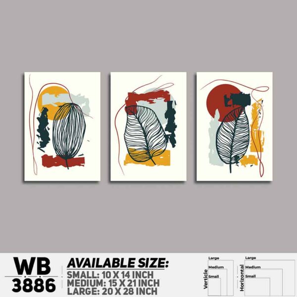 DDecorator Flower And Leaf ArtWork (Set of 3) Wall Decoration And Home Decoration PVC Wall Board And Wall Canvas - WB3886