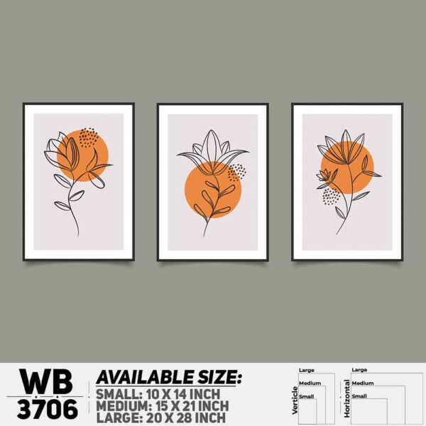 DDecorator Flower And Leaf ArtWork (Set of 3) Wall Decoration And Home Decoration PVC Wall Board And Wall Canvas - WB3706