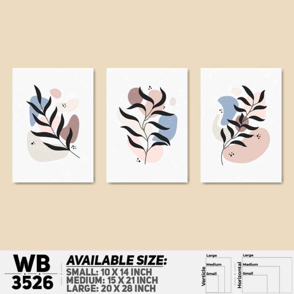 DDecorator Flower And Leaf ArtWork (Set of 3) Wall Decoration And Home Decoration PVC Wall Board And Wall Canvas - WB3526