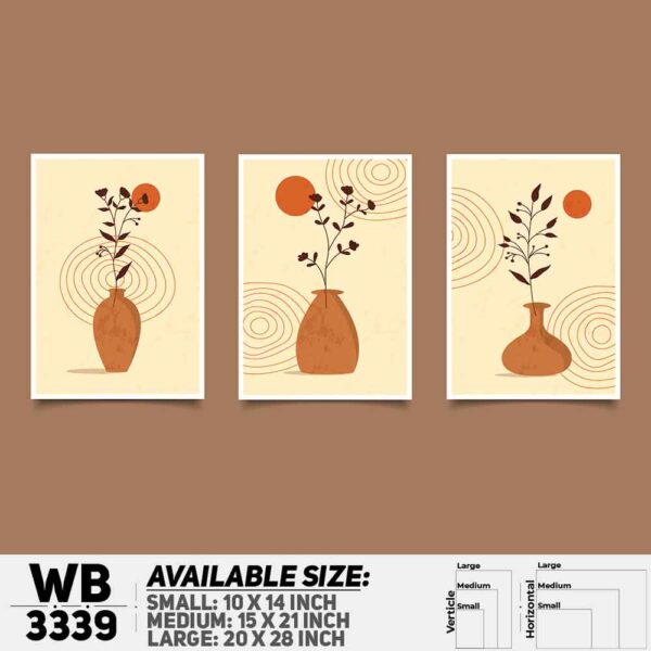 DDecorator Flower And Leaf ArtWork (Set of 3) Wall Decoration And Home Decoration PVC Wall Board And Wall Canvas - WB3339