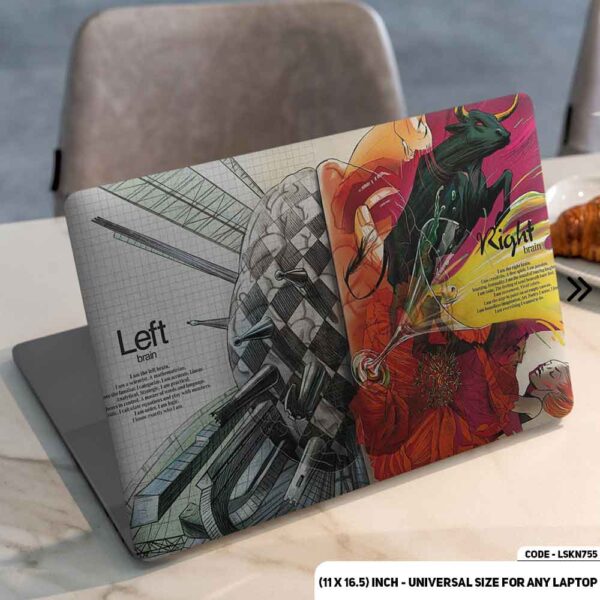 Left Brain & Right Brain Illustration Matte Finished Removable Waterproof Laptop Sticker & Laptop Skin (Including FREE Accessories) - LSKN755 - DDecorator