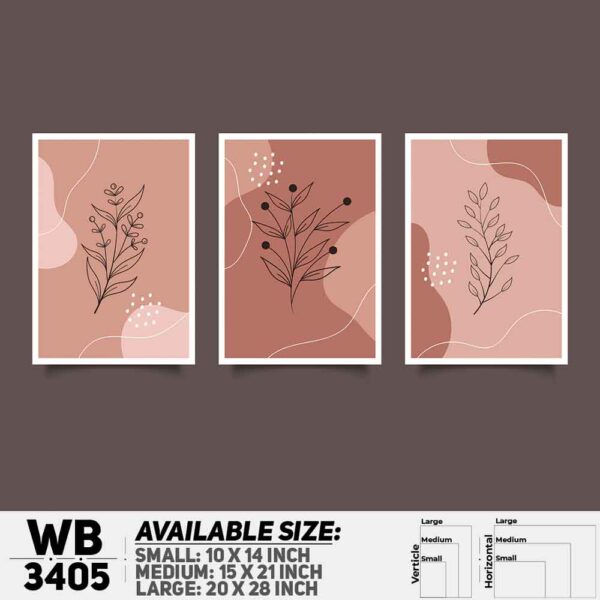 DDecorator Flower And Leaf ArtWork (Set of 3) Wall Decoration And Home Decoration PVC Wall Board And Wall Canvas - WB3405