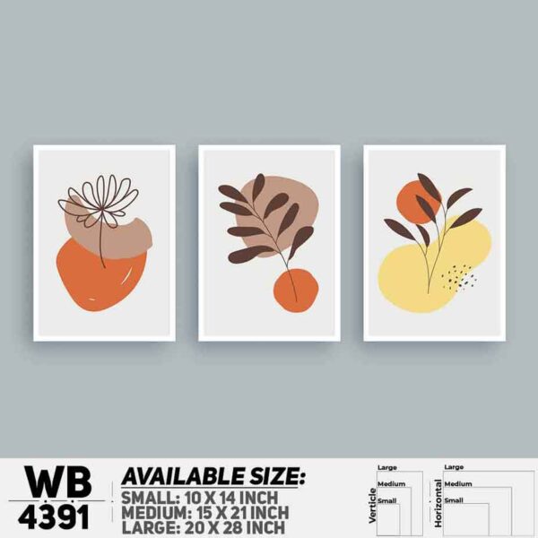 DDecorator Flower & Leaf Abstract Art (Set of 3) Wall Decoration And Home Decoration PVC Wall Board And Wall Canvas - WB4391