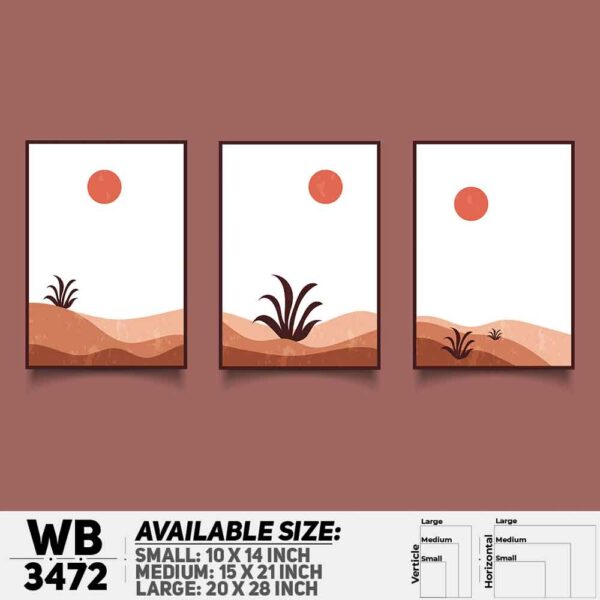 DDecorator Landscape Horizon Art (Set of 3) Wall Decoration And Home Decoration PVC Wall Board And Wall Canvas - WB3472