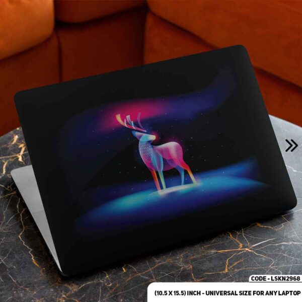 Neon Deer In Black Background Matte Finished Removable Waterproof Laptop Sticker & Laptop Skin (Including FREE Accessories) - LSKN2968 - DDecorator