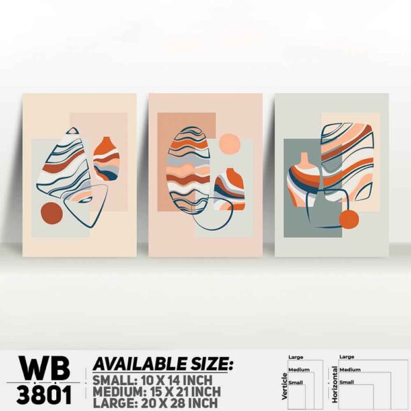 DDecorator Abstract ArtWork (Set of 3) Wall Decoration And Home Decoration PVC Wall Board And Wall Canvas - WB3801