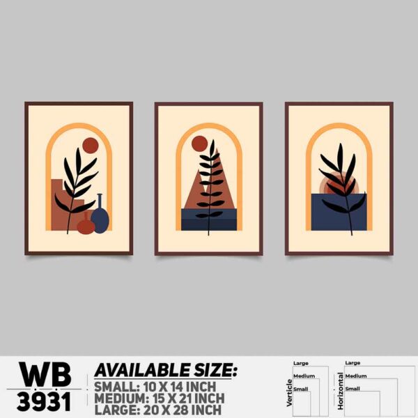 DDecorator Flower And Leaf ArtWork (Set of 3) Wall Decoration And Home Decoration PVC Wall Board And Wall Canvas - WB3931