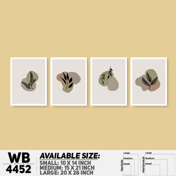 DDecorator Leaf With Abstract Art (Set of 4) Wall Decoration And Home Decoration PVC Wall Board And Wall Canvas - WB4452