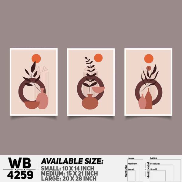 DDecorator Flower & Leaf Abstract Art (Set of 3) Wall Decoration And Home Decoration PVC Wall Board And Wall Canvas - WB4259