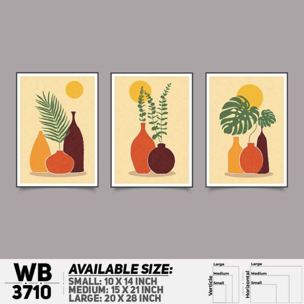DDecorator Flower And Leaf ArtWork (Set of 3) Wall Decoration And Home Decoration PVC Wall Board And Wall Canvas - WB3710