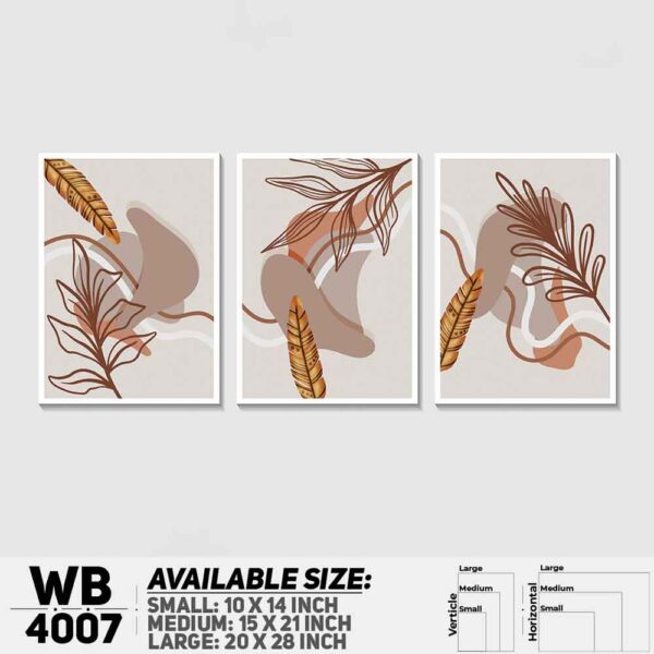 DDecorator Leaf With Abstract Art (Set of 3) Wall Decoration And Home Decoration PVC Wall Board And Wall Canvas - WB4007