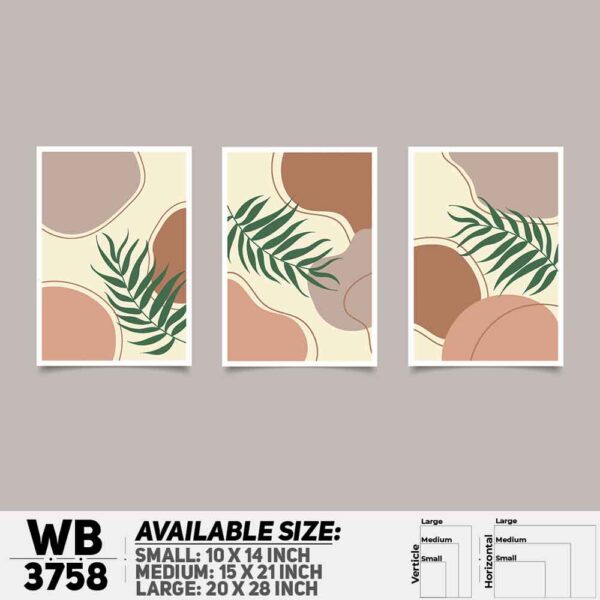 DDecorator Flower And Leaf ArtWork (Set of 3) Wall Decoration And Home Decoration PVC Wall Board And Wall Canvas - WB3758