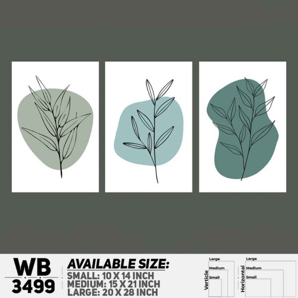 DDecorator Flower And Leaf ArtWork (Set of 3) Wall Decoration And Home Decoration PVC Wall Board And Wall Canvas - WB3499