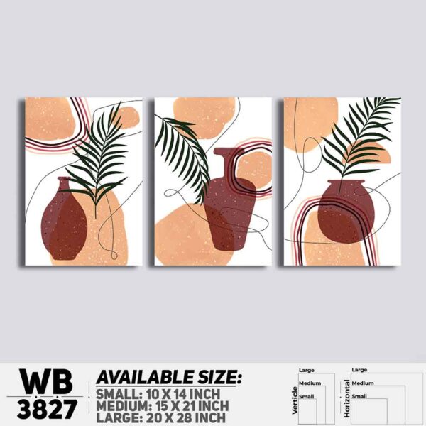 DDecorator Flower And Leaf ArtWork (Set of 3) Wall Decoration And Home Decoration PVC Wall Board And Wall Canvas - WB3827