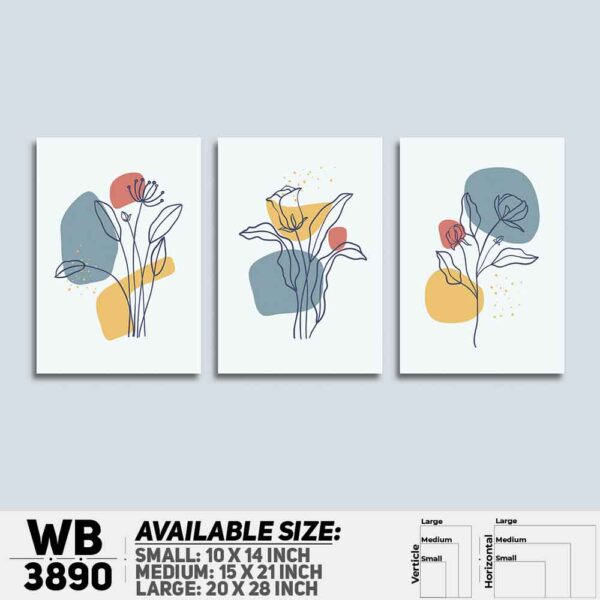 DDecorator Flower And Leaf ArtWork (Set of 3) Wall Decoration And Home Decoration PVC Wall Board And Wall Canvas - WB3890