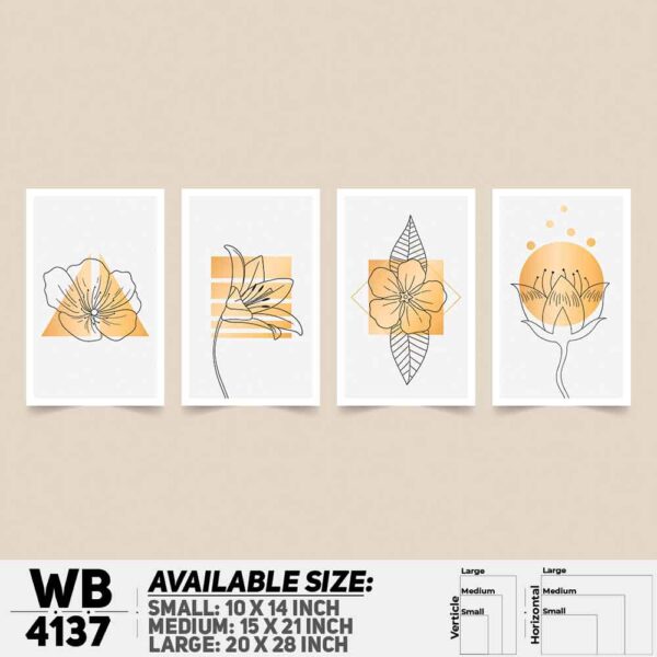 DDecorator Flower & Leaf Abstract Art (Set of 4) Wall Decoration And Home Decoration PVC Wall Board And Wall Canvas - WB4137