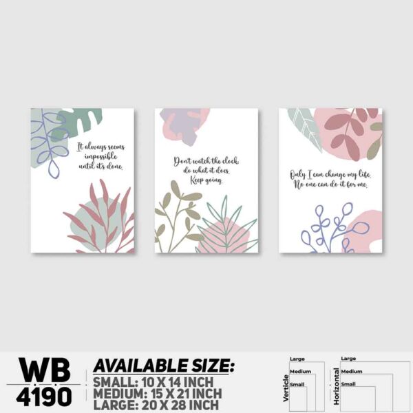 DDecorator Leaf With Motivational Abstract Art (Set of 3) Wall Decoration And Home Decoration PVC Wall Board And Wall Canvas - WB4190