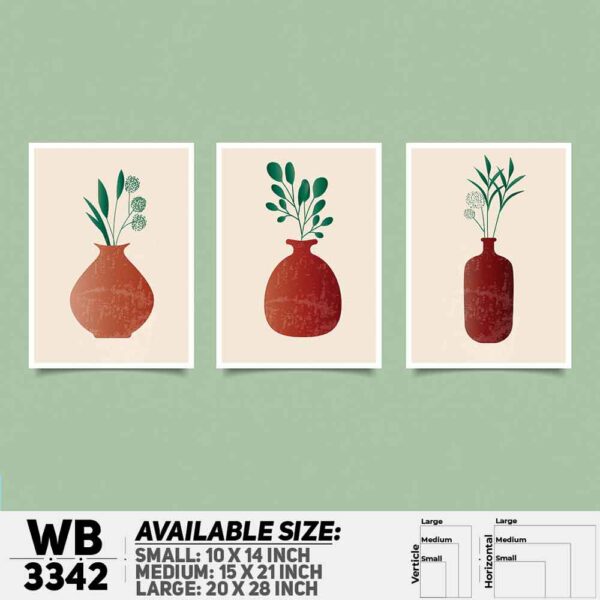 DDecorator Flower And Leaf ArtWork (Set of 3) Wall Decoration And Home Decoration PVC Wall Board And Wall Canvas - WB3342