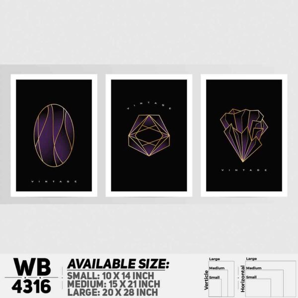 DDecorator Abstract Art (Set of 3) Wall Decoration And Home Decoration PVC Wall Board And Wall Canvas - WB4316