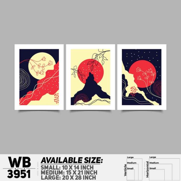 DDecorator Landscape Horizon Art (Set of 3) Wall Decoration And Home Decoration PVC Wall Board And Wall Canvas - WB3951