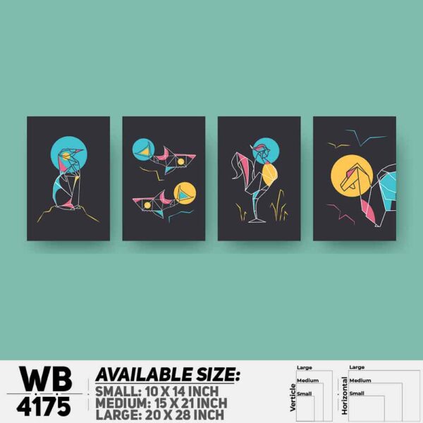 DDecorator Geomatric Shape Abstract Art (Set of 4) Wall Decoration And Home Decoration PVC Wall Board And Wall Canvas - WB4175