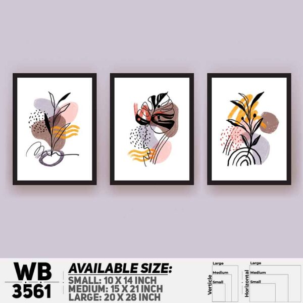 DDecorator Flower And Leaf ArtWork (Set of 3) Wall Decoration And Home Decoration PVC Wall Board And Wall Canvas - WB3561
