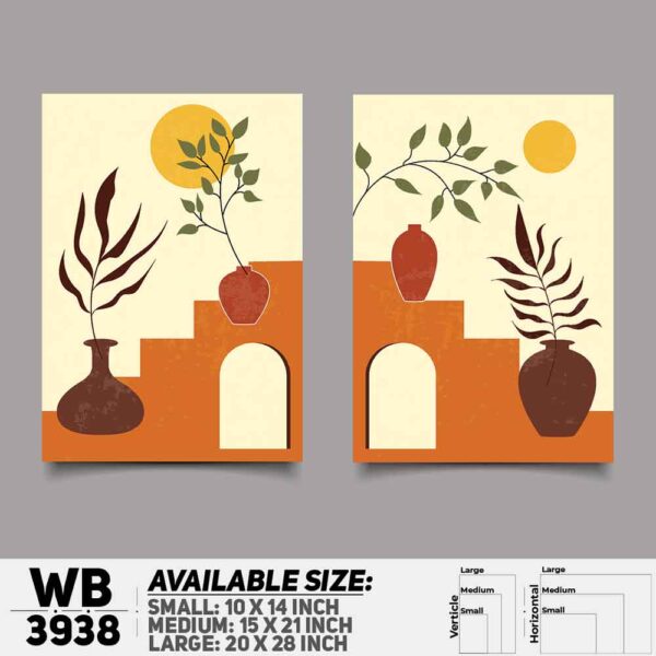 DDecorator Flower And Leaf ArtWork (Set of 2) Wall Decoration And Home Decoration PVC Wall Board And Wall Canvas - WB3938