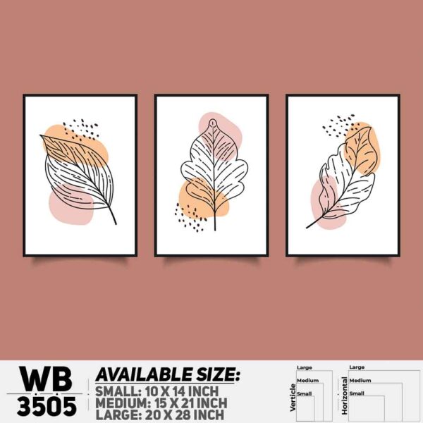 DDecorator Leaf ArtWork (Set of 3) Wall Decoration And Home Decoration PVC Wall Board And Wall Canvas - WB3505