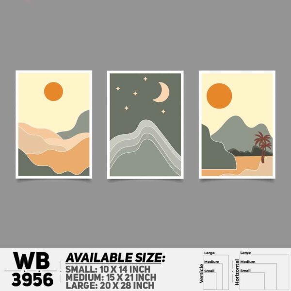 DDecorator Landscape Horizon Art (Set of 3) Wall Decoration And Home Decoration PVC Wall Board And Wall Canvas - WB3956