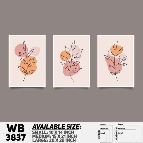 DDecorator Flower And Leaf ArtWork (Set of 3) Wall Decoration And Home Decoration PVC Wall Board And Wall Canvas - WB3837