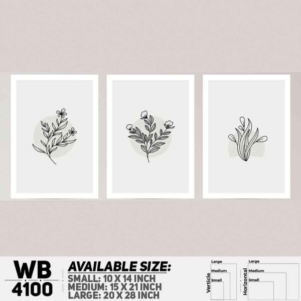 DDecorator Flower & Leaf Abstract Art (Set of 3) Wall Decoration And Home Decoration PVC Wall Board And Wall Canvas - WB4100