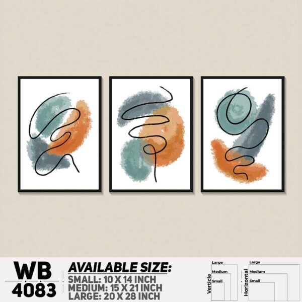 DDecorator Abstract Art (Set of 3) Wall Decoration And Home Decoration PVC Wall Board And Wall Canvas - WB4083