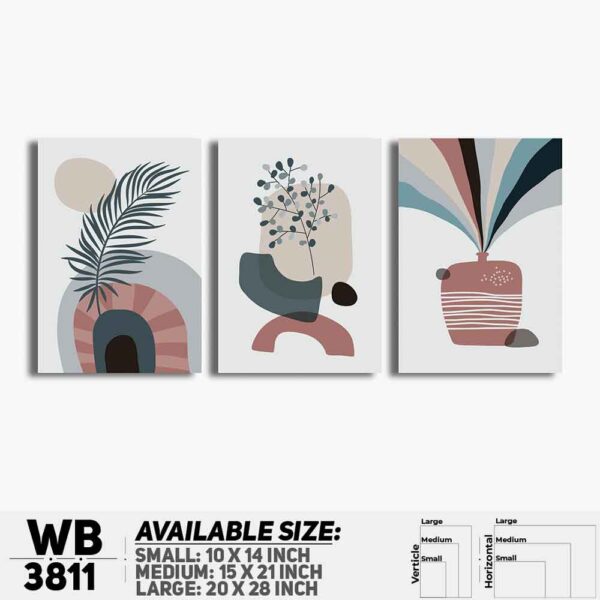 DDecorator Flower And Leaf ArtWork (Set of 3) Wall Decoration And Home Decoration PVC Wall Board And Wall Canvas - WB3811