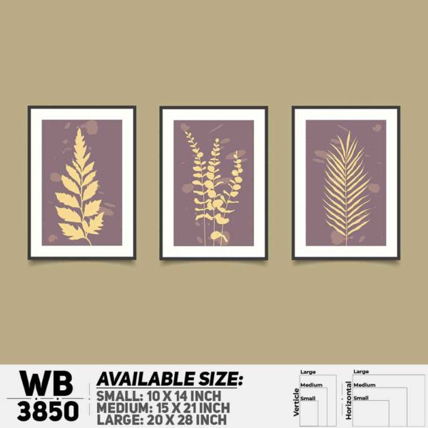 DDecorator Flower And Leaf ArtWork (Set of 3) Wall Decoration And Home Decoration PVC Wall Board And Wall Canvas - WB3850
