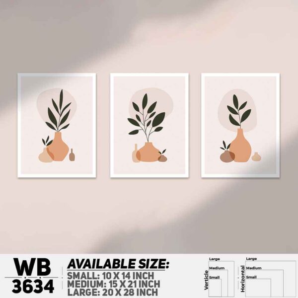 DDecorator Flower And Leaf ArtWork (Set of 3) Wall Decoration And Home Decoration PVC Wall Board And Wall Canvas - WB3634