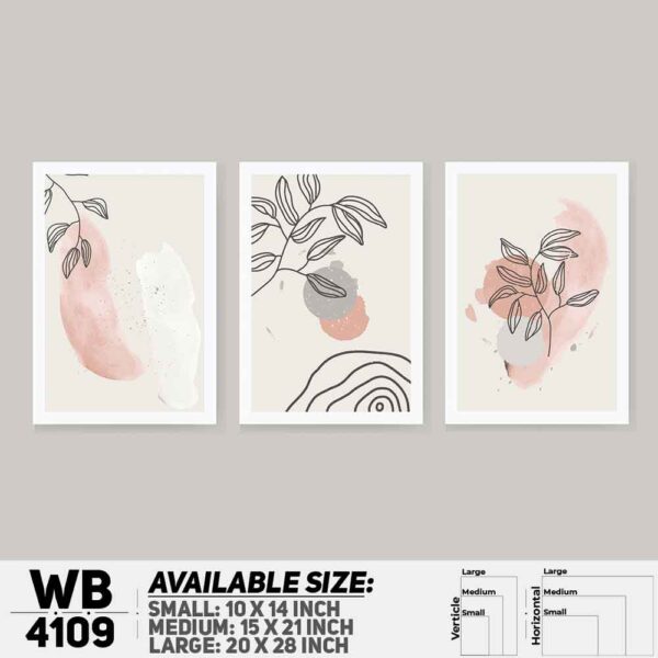 DDecorator Leaf With Abstract Art (Set of 3) Wall Decoration And Home Decoration PVC Wall Board And Wall Canvas - WB4109